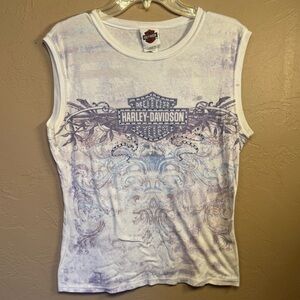 Harley-Davidson Women's White and Lavender Muscle Tee